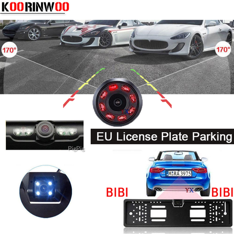 Koorinwoo-cámara de visión trasera Parktronic con marco de matrícula europea, Sensor de aparcamiento para coches, asistencia con zumbador de Radar inverso, 2 uds. ► Foto 1/6