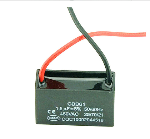 10 Uds IMC caliente CBB61 que capacitancia AC 450V 1,5 uF 2-Terminal de cable Motor de ventilador de techo condensador ► Foto 1/1
