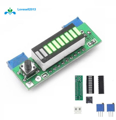 Indicador LED de nivel de potencia de capacidad de batería verde LM3914 para batería de ion de litio 3,7 V ► Foto 1/3