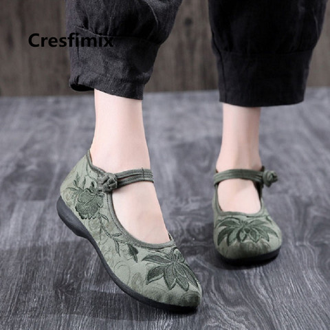 Mujeres Retro chino tradicional bordado zapatos planos para dama lindos antideslizantes zapatos de baile Cool zapatos vruwen Platte Schoenen E3579 ► Foto 1/6
