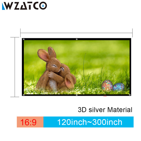 Pantalla de proyección WZATCO 3D 250.300 pulgadas 16:9 3D pantalla plateada frontal portátil sin marco se puede doblar para FULL HD 3D para proyector ► Foto 1/6