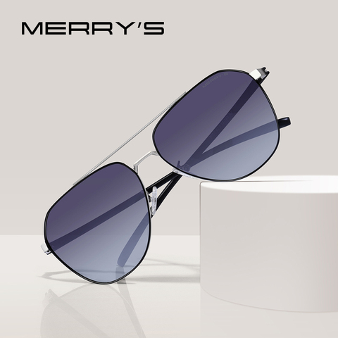 MERRYS-gafas de sol clásicas de piloto para hombre, lentes de sol polarizadas HD con montura de aviación para conducir, patas TR90, protección UV400, S8057 ► Foto 1/6