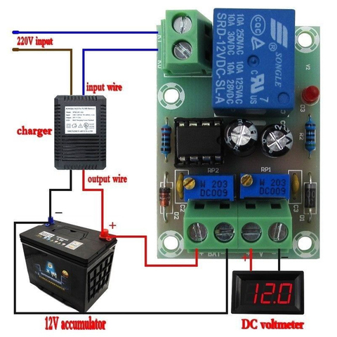 XH-M601 Placa de Control de carga de batería de 12V Panel de Control de energía cargador inteligente Placa de interruptor de Control de alimentación de carga automática ► Foto 1/6