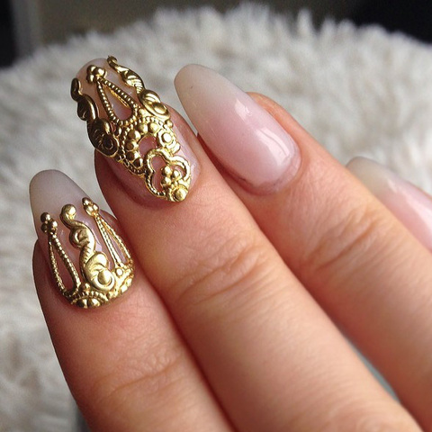 10 unids piezas de oro y plata de aleación 3D decoración de uñas 3d Metal joyería de uñas Accesorios de belleza japonés Retro manicura encantos ► Foto 1/6