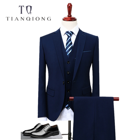 TIAN QIONG traje azul de 3 piezas trajes de hombre coreanos de moda trajes de hombres de negocios diseñadores 2022 Slim Fit trajes de boda para hombres tamaño S-4XL ► Foto 1/5