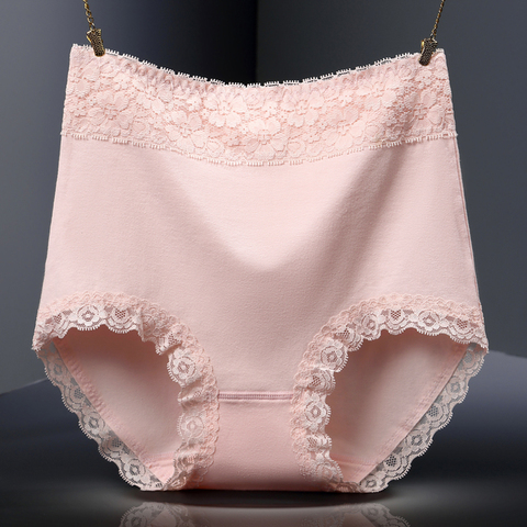 Ropa interior de encaje de algodón para mujer Bragas transpirables de cintura alta ► Foto 1/6
