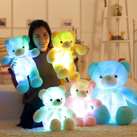 Oso de peluche de 50cm con luz LED para niños, peluche luminoso, colorido brillante, regalo de navidad, 1 unidad ► Foto 1/6