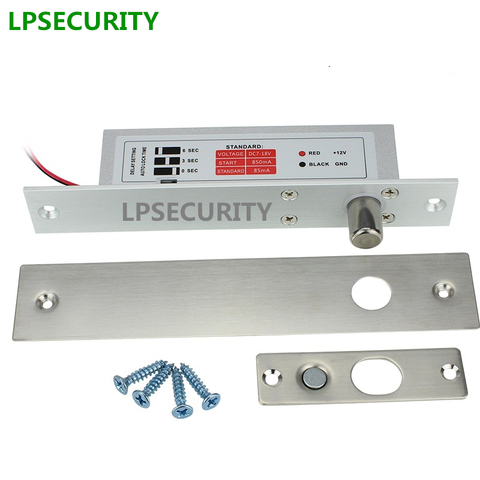 LPSECURITY-cerradura de perno de puerta de madera de vidrio eléctrico de baja temperatura, cierre a prueba de fallos con retardo de tiempo, 12V, Control de acceso de puerta de entrada ► Foto 1/4