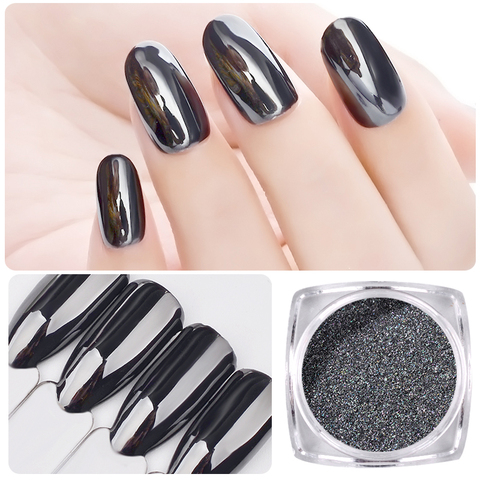 1g magia espejo negro uñas polvo Super suave arte de uñas cromo pigmento polvo manicura uñas DIY decoraciones ► Foto 1/6