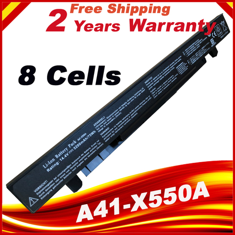 8 celdas: 5200mAh de alta capacidad de batería del ordenador portátil A41-X550 A41-X550A para ASUS X550L X450 X450C R409CC X552E K5 X550V ► Foto 1/4