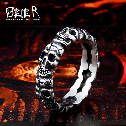 Beier-anillo de acero inoxidable de 316L con cola punk para hombre, LLBR8-373R de joyería ► Foto 1/6