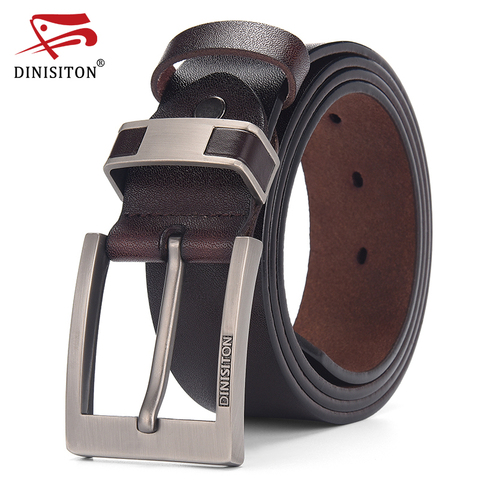 Dinitriton-Cinturón de cuero de vaca auténtico para hombre, cinturón masculino de lujo, con hebilla de aleación, informal, Vintage ► Foto 1/6