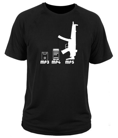 Camiseta de manga corta con estampado de alta calidad creativo, Mp3, Mp4, Mp5, Kalasnikov, s camisetas de 100% algodón, 2017 ► Foto 1/6