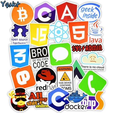 50 Uds Internet Java JS Php Html nube Docker Bitcoin lenguaje de programación APP Logo genial pegatinas para portátil coche pegatinas DIY ► Foto 1/6