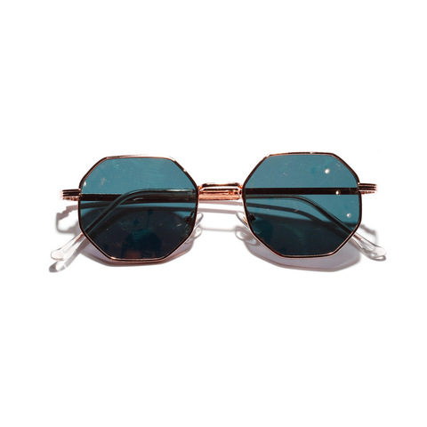 2022 gafas de sol poligonales Retro de lujo para hombres y mujeres con cristales rosas, gafas de sol redondas Vintage con montura pequeña, gafas de sol de color espejado ► Foto 1/5