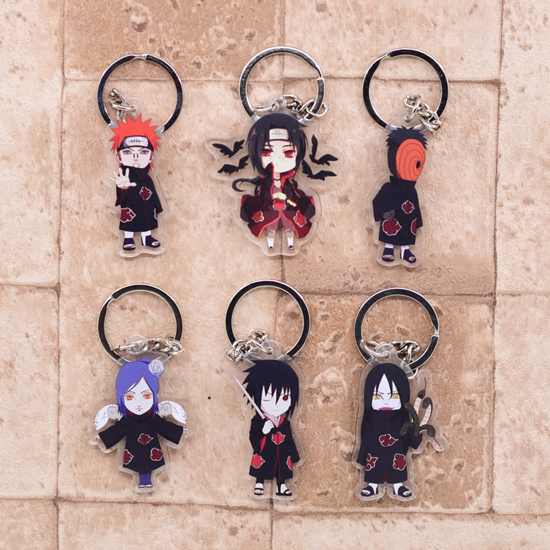 Chaveiros de acrílico com personagens de naruto, acessórios fofos de desenho  animado, uchiha itachi e sasuke, presente para crianças