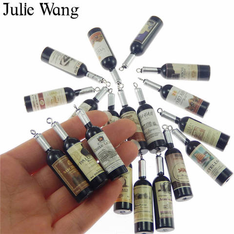 Julie Wang 10 Uds negro resina botellas de vino encantos colgante collar de suspensión joyería pendiente accesorio ► Foto 1/6