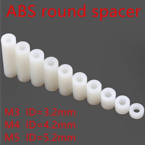 50 Uds M3 M4 M5 blanco Nylon ABS no roscado espaciador redondo hueco separador arandela ID 3mm4mm 5mm PCB Junta tornillo ► Foto 1/1