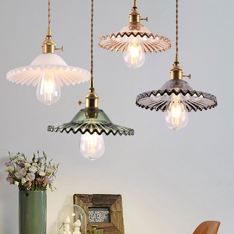 Lámpara nórdica colgante de cristal para restaurante, lámpara colgante de cobre, creativa y minimalista, E27 Edison ► Foto 1/6