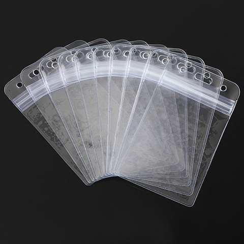 10 piezas Vertical transparente vinilo plástico claro ID tarjeta titular con cremallera ► Foto 1/5