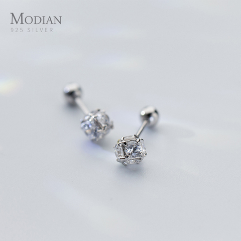 Modian línea estereoscópica claro Zirconia pendiente moda pequeña suerte Real 925 Plata de ley pendientes para joyería de mujer ► Foto 1/1