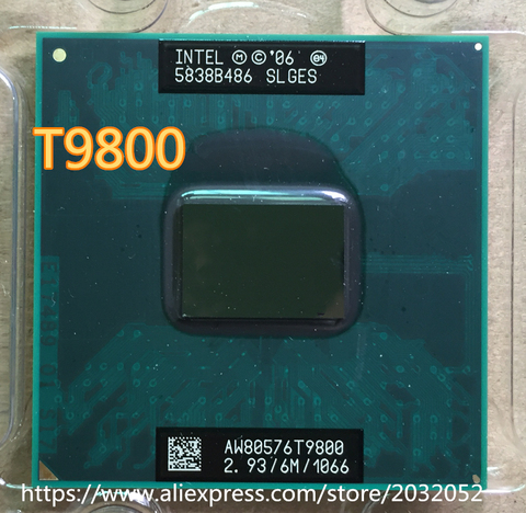 Inteligencia CPU laptop Core 2 Duo T9800 t9800 CPU 6M Cache/2,93 GHz/1066/Dual-Core Socket 479 forGM45 PM45 ► Foto 1/1