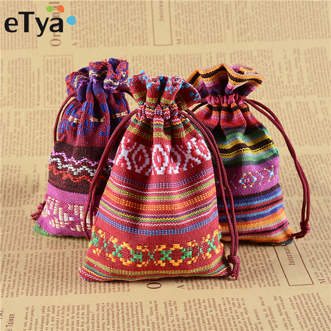 ETya-Bolso de lino con cordón para mujer, bolsa de joyería, regalos de Navidad y boda, embalaje con cordón, monedero pequeño ► Foto 1/6