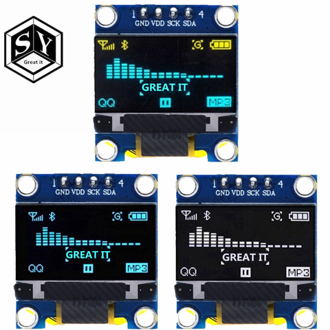 0,96 pulgadas de la CII en serie amarillo azul Módulo de pantalla OLED 128X64 I2C SSD1306 12864 monitor de pantalla LCD GND VCC SCL SDA para arduino ► Foto 1/6