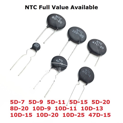 10 Uds NTC 2.5D 3D 10D-9 10D-11 10D-13 10D-15 10D-20 10D-25 47D-15 termistor 5D-7 5D-9 5D-11 5D-15 5D-20 8D-20 resistencia térmica ► Foto 1/1