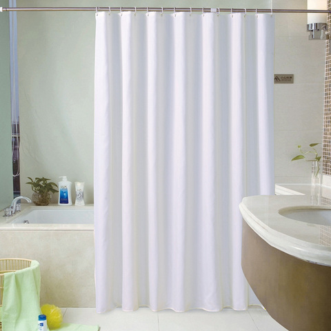 Cortinas de ducha blancas, cortinas de baño sólidas gruesas impermeables para bañera de baño, gran cubierta de baño ancha, 12 ganchos, rideau de bain ► Foto 1/6