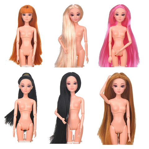 Muñecas BJD con 11 articulaciones y ojos 3D para niñas, muñecos articulados con 11 articulaciones, 30cm, peluca larga, pelo, Cuerpo desnudo desnuda ► Foto 1/6