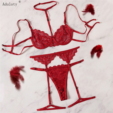 Para Mujer Mujeres En Bikini De Encaje Rojo Aduloty-Conjunto De
