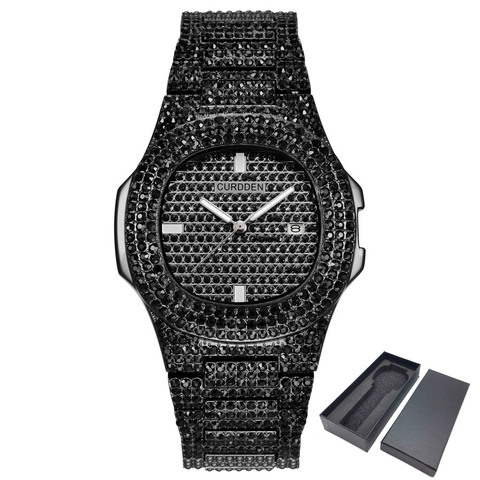 ICE-Out-Reloj de diamante brillante Unisex, pulsera de cuarzo de acero inoxidable, estilo Hip Hop, para negocios ► Foto 1/6