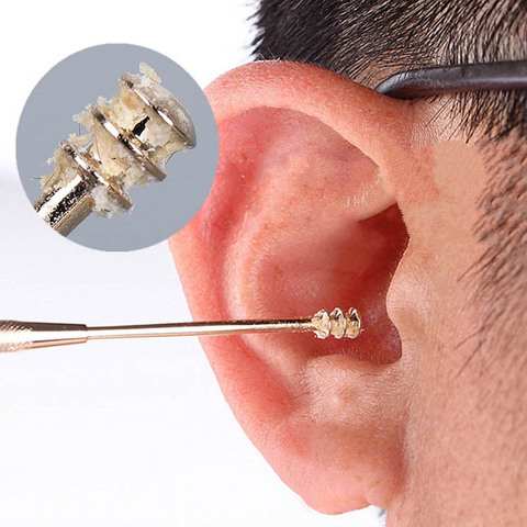 1PC de doble espiral de acero inoxidable oído a cuchara Extracción de cera de los oídos limpiador herramienta de oreja, Multi-función y portátil. ► Foto 1/6
