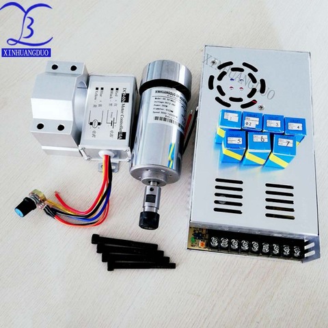 Motor de fresado refrigerado por aire de husillo cnc y 300W, convertidor de potencia de husillo de alta velocidad, abrazadera de 52mm y 7 Uds. De pinza er11 para grabado DIY ► Foto 1/6