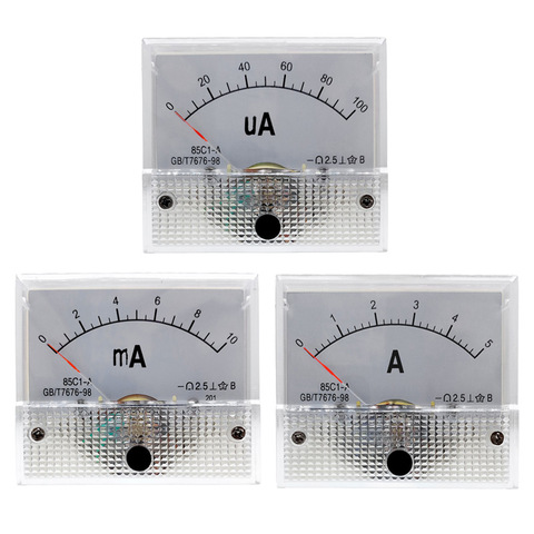 85C1 Amperímetro analógico dc medidor de corriente Panel mecánico puntero Tipo 1/5/10/20/30/ 50/100/200/300/500mA un ► Foto 1/5