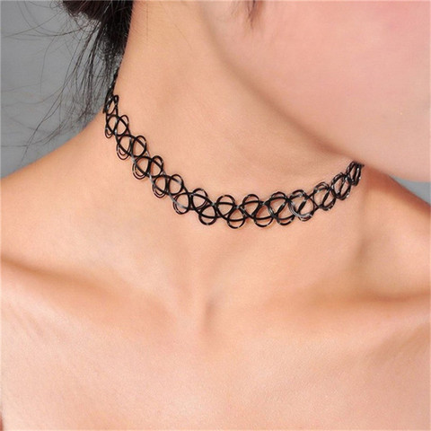 Gargantilla extensible de tatuaje para mujer, 4 unidades por lote, collar elástico Punk, regalo de boda ► Foto 1/6