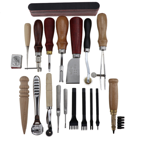 19 Uds de cuero de herramientas kit de costura de cuero silla de trabajo para herramientas de costura para manualidades herramientas de corte ► Foto 1/6