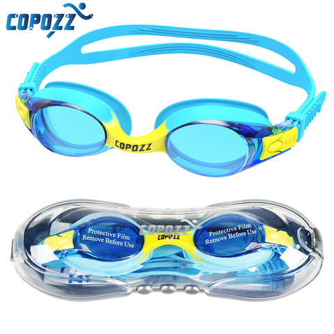 COPOZZ-Gafas de natación para niños de 3 a 10 años, gafas resistentes al agua para nadar, transparentes, antiniebla, protección UV, marco de silicona suave y correa ► Foto 1/6