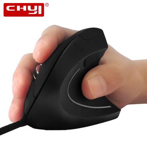 CHYI-ratón Vertical con cable, Mouse óptico ergonómico para juegos, 800/1200/2000/3200 DPI, luz LED USB, para ordenador, con almohadilla para ratón ► Foto 1/6