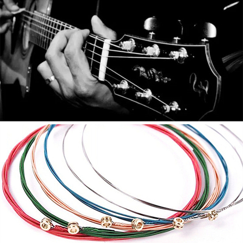 1 6 uds Arco Iris guitarra multicolor cuerdas E-A para guitarra acústica guitarra clásica Multi Color partes de guitarra ► Foto 1/6