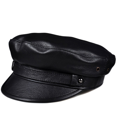 Sombreros de piel auténtica para hombre y mujer, ropa de calle ajustada con cinturón para exteriores, color negro, estilo europeo y americano, 2022 ► Foto 1/6