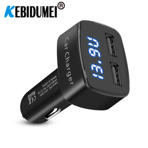 Cargador USB Dual 3.1A para coche, 5V, Universal, 4 en 1, medidor de voltaje/temperatura/corriente, adaptador, pantalla LED Digital para Huawei ► Foto 1/6