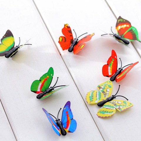 Pegatinas 3D removibles para decoración del hogar, 12 Uds., mariposas estéreo para nevera, decoración de pared ► Foto 1/6
