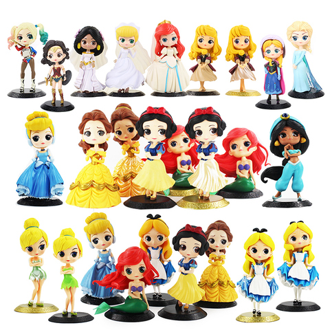 Q Posket Ariel Wonder Woman Harl Quinn durmiente belleza Alice Mermaid Blancanieves princesa Rapunzel Tinker Bell Jasmine muñecas Juguetes ► Foto 1/6