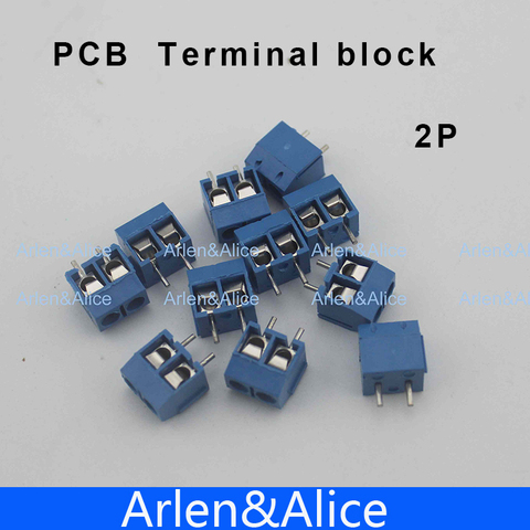 100 piezas 2 unids Pin tornillo azul PCB Terminal bloque conector 5mm paso ► Foto 1/3