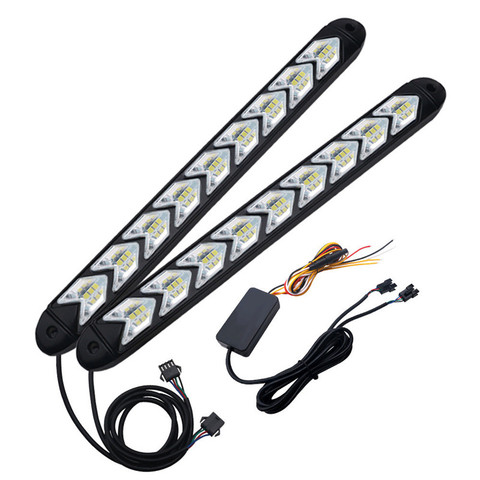 Tira de luces LED para coche, luz intermitente secuencial, intermitente DRL, color blanco/ámbar, 6/9/16 LED, 2 unidades ► Foto 1/6