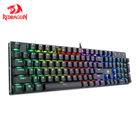 Redragon-Teclado mecánico para jugar K556 RGB, LED retroiluminado con Base de aluminio, 104 teclas estándar, juego de PC flotante ► Foto 1/6