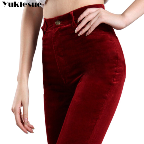 Pantalones de pana para mujer, Pantalón cómodo, a la moda, para otoño e invierno, gran oferta, aumento de tamaño 27-34, cintura elástica, A467 ► Foto 1/6