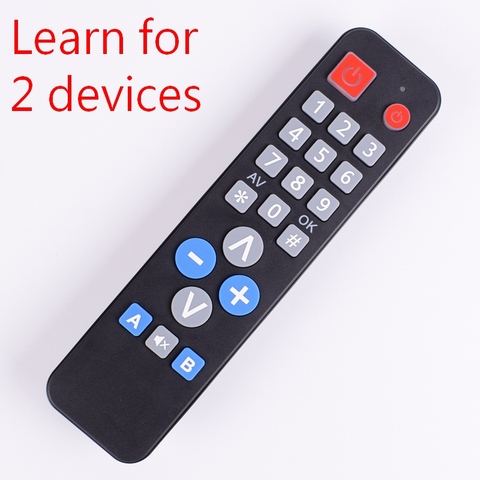 2 dispositivos Control remoto Universal con función de aprendizaje, copia de código IR para TV VCR STB DVD DVB,TV BOX, fácil para personas mayores. ► Foto 1/6